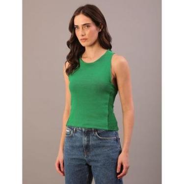 Imagem de Blusa Feminina Cropped Texturizada Calvin Klein Jeans - Verde Médio-Feminino