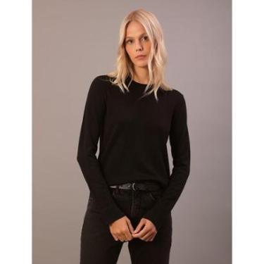 Imagem de Tricot Feminino Gola Careca Calvin Klein Jeans - Preto-Feminino