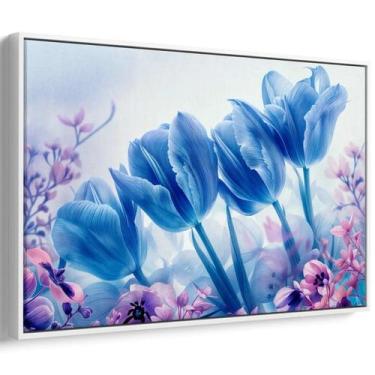 Imagem de Quadro Flores - Tulipas Azuis no Jardim dos Sonhos Eternos - Mioquadro