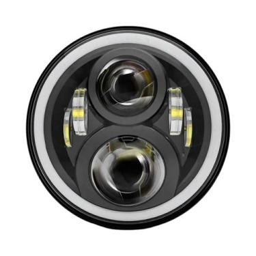 Imagem de Farol LED De 7 Polegadas Para Motocicleta Com DRL E Olhos De Anjo Para