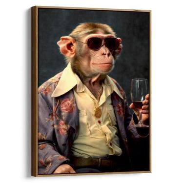 Imagem de Quadro decorativo Macaco Sommelier - Mioquadros, 120x80 cm, Tabaco