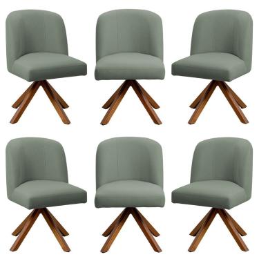 Imagem de Kit 06 Cadeiras De Jantar Cléo Base Giromad Linho Verde - Nexta Casa