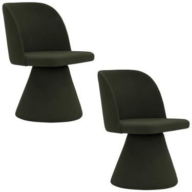 Imagem de Kit 02 Cadeiras De Jantar Giratória Liz Linho Verde Musgo - Nexta Casa