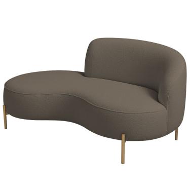 Imagem de Sofá Curvo 2 Lugares 150cm Braço Esq. Thommy Pés Ouro Bouclé Marrom - Nexta Casa