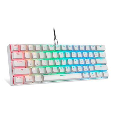 Imagem de Teclado Gamer Motospeed, RGB,  ABNT2, Branco, Switch Blue, USB Tipo-C, Branco - CK61-Unissex
