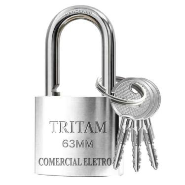 Imagem de Cadeados Tritan Grande Robusto Resistente 63mm Chave Tetra Antifurto P