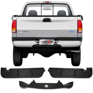 Imagem de Kit Pisante Parachoque Traseiro Ford F250 1997 A 2012 Preto 3 Peças - 