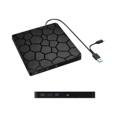Imagem de Leitor E Gravador De DVD RW Externo Slim USB 3.0 Tipo C Com 2 Portas P