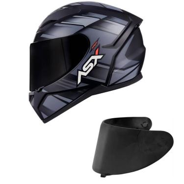 Imagem de Capacete ASX City Start Preto e Cinza Fosco Mais Viseira Fumê-Masculino
