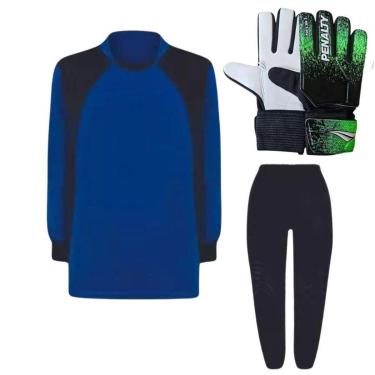 Imagem de Kit de Goleiro Infantil Camisa + Calça Acolchoada + Luva-Unissex