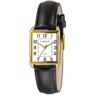 Imagem de Relógio lince feminino quadrado couro preto lqc4823l25 b2px