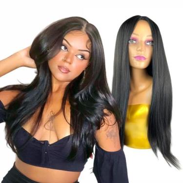 Imagem de Peruca Lace Wig Orgânica Lisa Repartição Fixa 70 Cm Longa - Rass Hair,