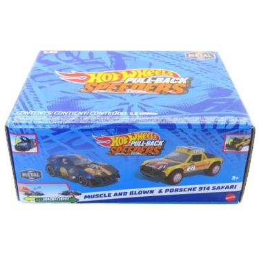 Imagem de Kit com 2 Carrinhos Miniaturas Hot Wheels Pullback Speeders  Metal Mat