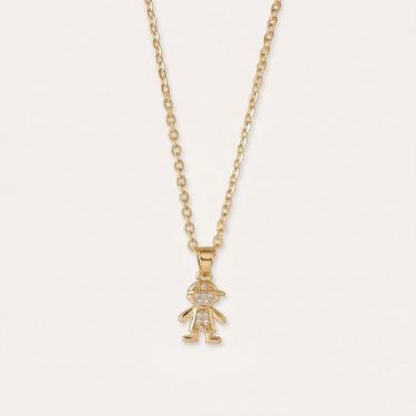 Imagem de Colar com Pingente Menino Milliá Banho de Ouro Metal com Zircônias Dourado Feminino