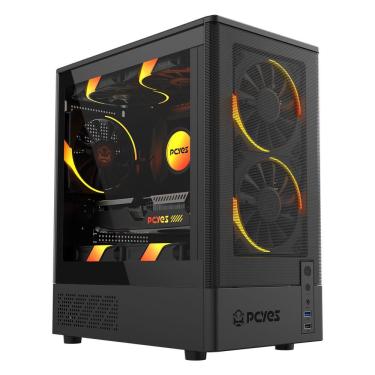 Imagem de Gabinete Gamer Kauri Black Vulcan GKRIBV Mid-tower para Mini ITX e Micro ATX em Plástico ABS Preto Pcyes