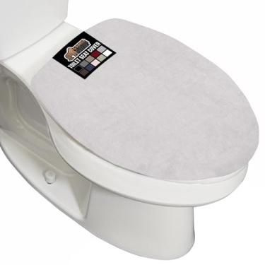 Imagem de GORILLA GRIP Tampa de assento de vaso sanitário de espuma viscoelástica grossa, parte superior de veludo macio, lavagem à máquina, capas acolchoadas de pelúcia para a maioria das tampas de tamanho