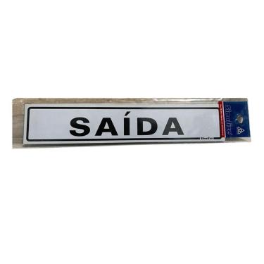Imagem de Placa de Sinalização Saída 5x25cm Texto Preto Fundo Branco Sinalize
