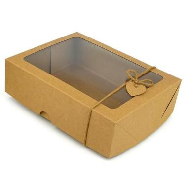 Imagem de Caixa de Presente Doce artesanato visor 19x15x6 Kraft 20 U - Salvo Emb
