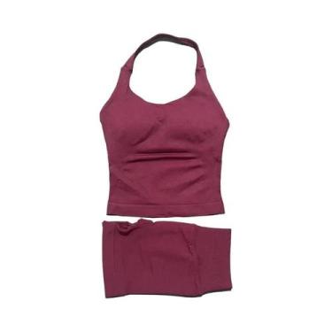 Imagem de Conjunto De Yoga Feminino Com Top Halter E Leggings Esportivas Sem Cos