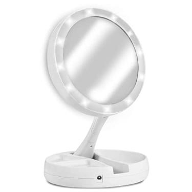 Imagem de Espelho Facial de Camarim Led Articulável Com Aumento 10x para Maquiagem Barbear Portátil