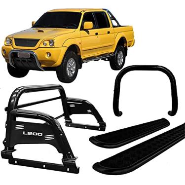 Imagem de Kit Quebra Mato+Estribo Chapa +Santo Anto H3 L200 2004 Preto