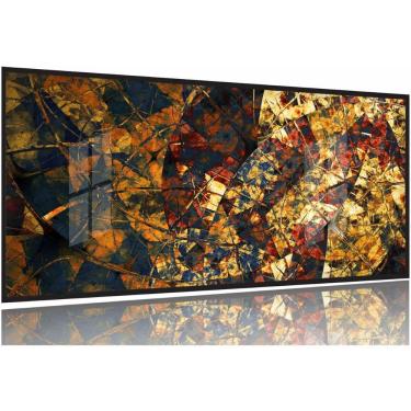 Imagem de Quadro Decorativo Abstrato Fractal Mosaico 130x60 Moldura Preta 2x2