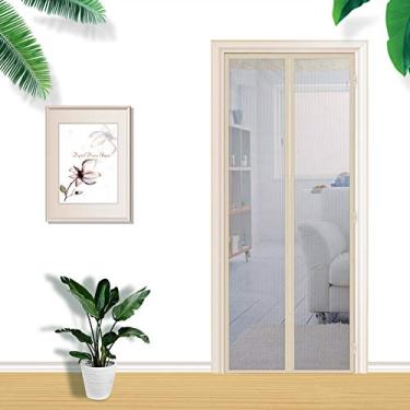 Imagem de Antimosquito inseto mosca tela porta verão malha eletromagnética fechamento automático, bege, 90 x 210 cm