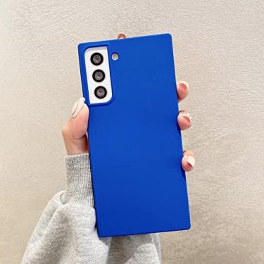 Imagem de Capa de telefone macia de silicone líquido quadrado para Samsung Galaxy S21 S20 FE S10 Plus S9 Note 20 Ultra 10 Pro tampa traseira, azul Klein, para S10 Edge