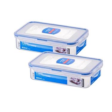 Imagem de Conjunto Kit 2 Porta Frios hermético retangular Lock&Lock (2x 800ml) Cor: Azul