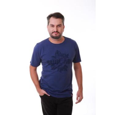 Imagem de Camiseta Masculina Azul Escuro Estampa Sublime Tropical - Rico Sublime