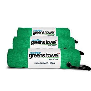Imagem de Toalha de microfibra verde (pacote com 3), 40,64 cm x 40,64 cm com clipe de mosquetão. A conveniente toalha de golfe, Shamrock Green, 15" x 15"