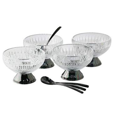 Imagem de CJ 4 BOWLS VIDRO C/4 COLHERES P/SOBREMESA QUEEN BLACK