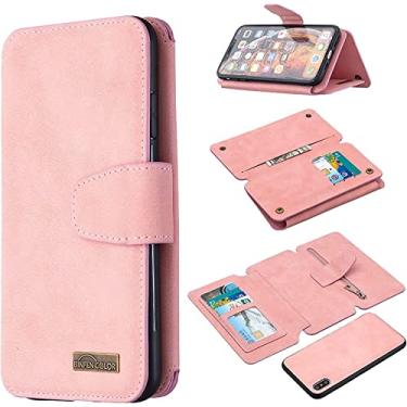 Imagem de EIDKGD Capa carteira compatível com iPhone 12 Pro Max 6,7 polegadas, 2 em 1 capa de couro PU destacável capa carteira flip com suporte de cartão e suporte para iPhone 12Pro Max (Cor: rosa)