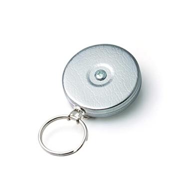 Imagem de KEY-BAK Chaveiro retrátil com cabo de aço original com cabo de aço inoxidável de 122 cm, frente cromada, clipe de cinto de aço, 227 g, anel dividido