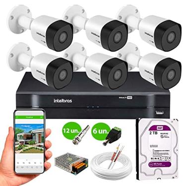 Imagem de Kit 6 Câmeras de Segurança Intelbras HD 720p VHD 3130 B G6 30m Infra + DVR Intelbras + HD 2TB