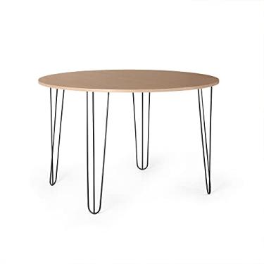 Imagem de Mesa de Jantar Redonda 6 Lugares 120cm Base de Ferro Hairpin Jade - Straub Web