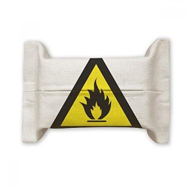 Imagem de Símbolo de aviso amarelo preto triângulo fogo papel papel papel papel lenço saco de linho algodão
