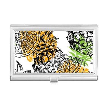 Imagem de Porta-cartões de visita com abacaxi amarelo, limão, frutas tropicais, porta-cartões