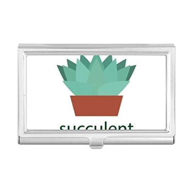 Imagem de Porta-cartão de visita com suculentas de plantas verdes em vaso de cacto