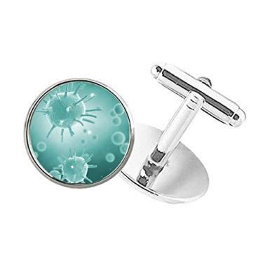 Imagem de DIYthinker Abotoaduras de pino com botão redondo e estampa de microscópio de imagem de célula de criatura