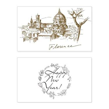 Imagem de Cartão de felicitações de ano novo com estampa da Catedral de Florença, presente de mensagem