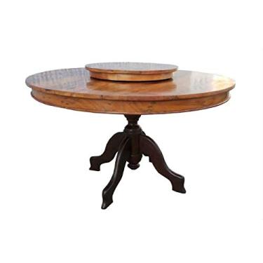 Imagem de Mesa Rústica Adaline Com Prato Giratório em Madeira de Demolição - Cód 2138