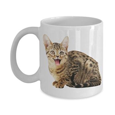 Imagem de Caneca de gato sorridente – presente para amantes de gatos – xícara de café de cacau quente divertido – ideia de presente de aniversário de Natal