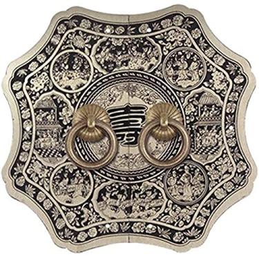 Imagem de Maçaneta de porta clássica maçaneta vintage móveis ming e Qing acessórios de cobre antigo maçaneta de porta maçaneta de cobre chinesa placa de armário fechadura porta de armário (G)
