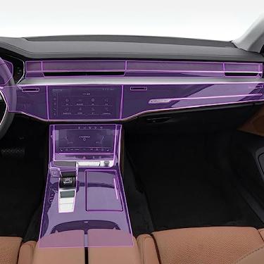 Imagem de LAVIYE Filme interior do carro painel de instrumentos placa de piano Shift console central Anti-risco transparente TPU PPF Film refit, para Audi A8 D5 2018-2023