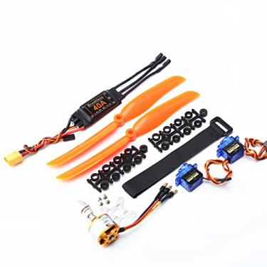 Imagem de CIADAZ Motor sem escova 1400KV 40A ESC 8060 Hélice 9G Micro Servo 2pcs para Plugue XT60 de helicóptero de avião RC