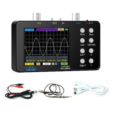 Imagem de CIADAZ Osciloscópio digital portátil compacto Taxa de amostragem de 50 M Largura de banda analógica de 10 M Osciloscópio portátil de corrente Reparos de celulares Padrões Lissajous Medição de forma de