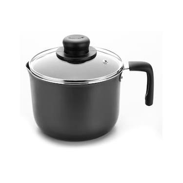Imagem de Leiteira Multiflon Gourmet com Tampa de Vidro Preto - 2,4L