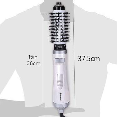 Imagem de 2 Em 1 escova de secador de cabelo rotativa escova profissional escova redonda secador de ar quente escova secador secador de cabelo salão de beleza styler Ferros curling (branco)