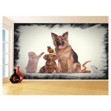 Imagem de Papel De Parede 3D Animais Cão Gato Petshop 3,5M Anm427